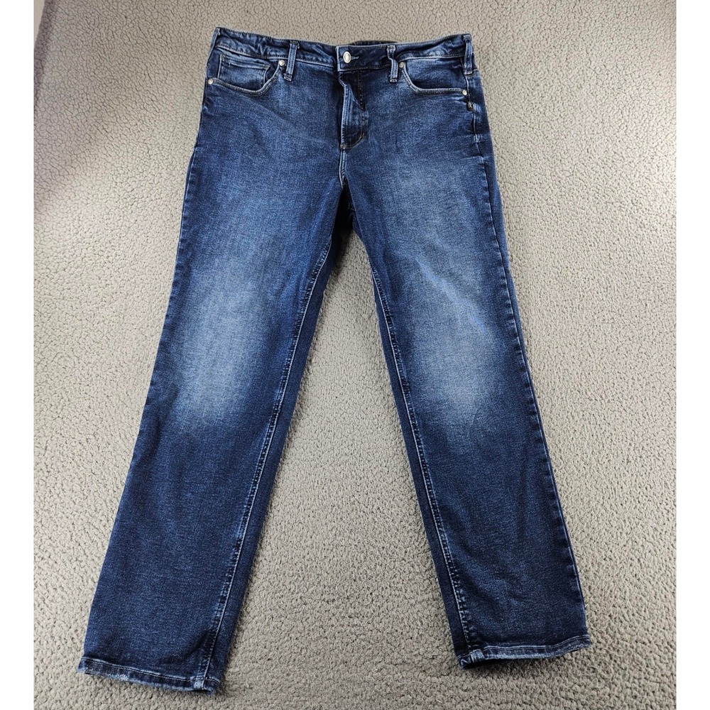 Silver Jeans Womens 1X Blue Stretch Infinite Fit‎ Jeans Slim Straight High Rise